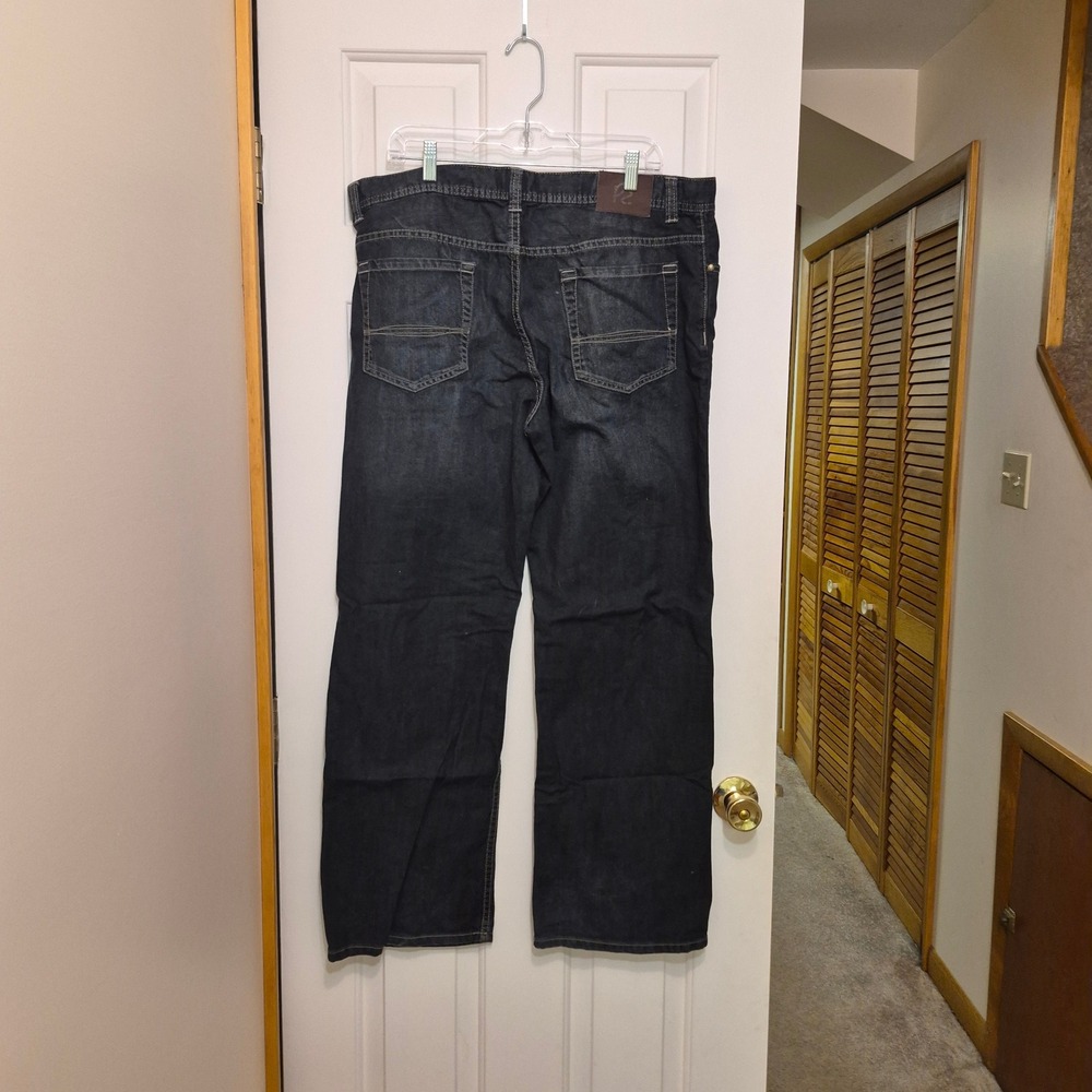 Perry Ellis Premium Denim Mens 38x30 Dark Wash Blue Straight Leg Jeans RN 37763 - Picture 2 of 6
